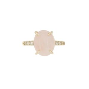 NWT Covet | Rose Quartz And Cubic Zirconia Pave Ring